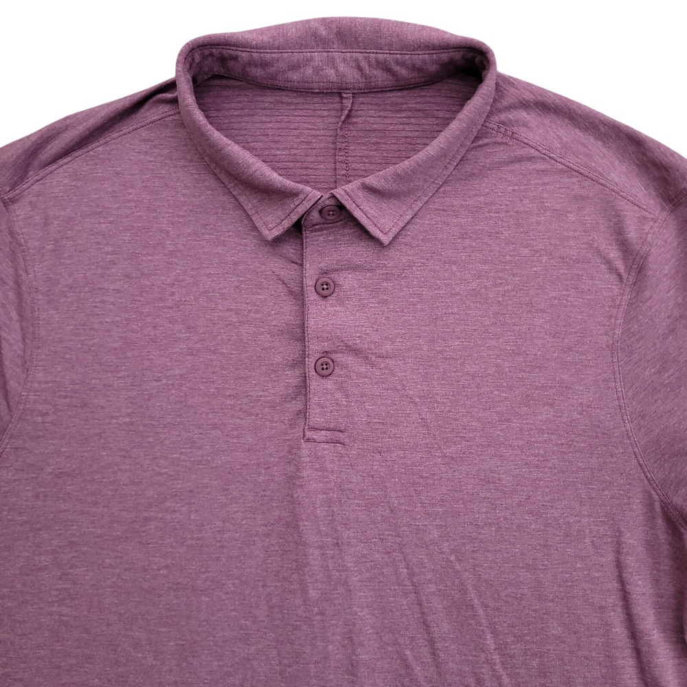 Lululemon Polo Shirt Mens‎ Medium Pink Evolution 4 Way Stretch Performance Golf